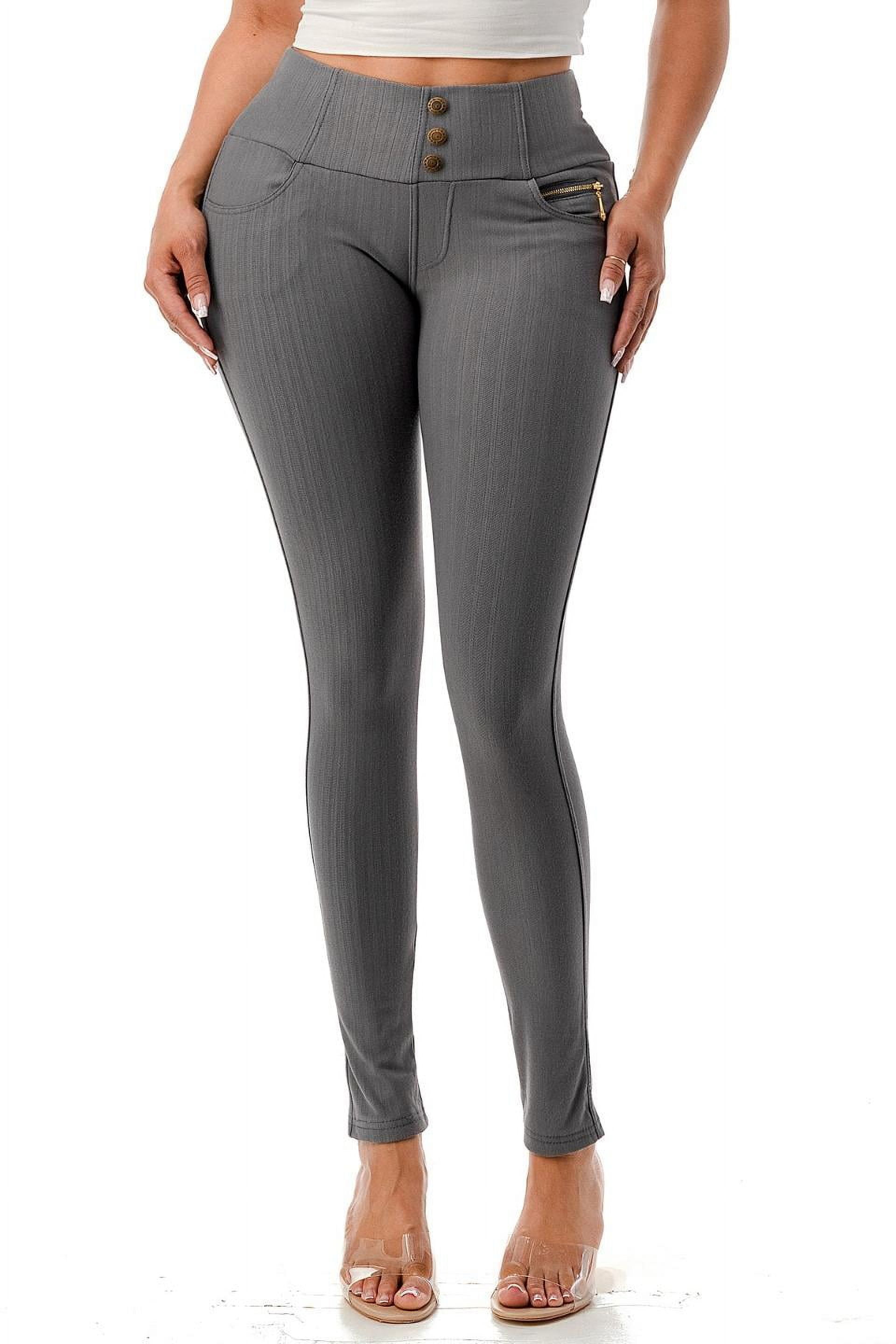 Jvini Women s Pull On Skinny Pants Fleece Lined Stretchy Knit Denim Jeggings With Pockets