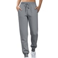 thumbnail image 1 of Women's High Waist Fleece Sweatpants Women - Buttery Soft Solid Color Straight Leg Sweatpants with Drawstring & Deep Pockets Women's Pants for Casual, Lounge & Active Wear(Dark Gray,M), 1 of 5