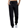 thumbnail image 1 of Women's High Waist Fleece Sweatpants Women - Buttery Soft Solid Color Straight Leg Sweatpants with Drawstring & Deep Pockets Women's Pants for Casual, Lounge & Active Wear(Black,XL), 1 of 5