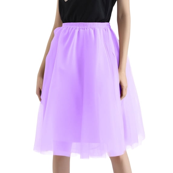 Women's High Waist Flowy Layered Short Skirt A Line Ruffle Festival Dance Casual Skirt Light Purple S