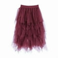 thumbnail image 1 of Women's High-Waist Flowy Midi Skirt with Layered Tulle for Parties and Special Events, Asymmetrical Party Skirt for a Dramatic Look, Apparel for Ladies, Large, 1 of 3