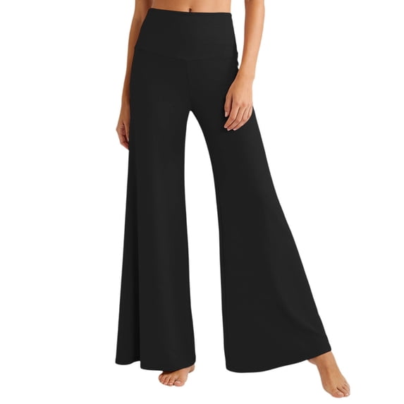 Women's High Waist Flowy Yoga Pants With Sensation Loose Fit Wide Leg Trousers For Fitness/Black/3XL