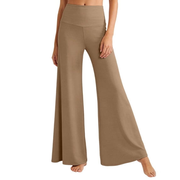 Women's High Waist Flowy Yoga Pants With Sensation Loose Fit Wide Leg Trousers For Fitness/Khaki/4XL