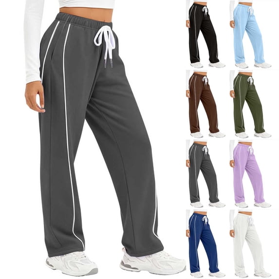 Women's High Waist Footed Sweatpants, Solid Color Elastic Drawstring Waist Back Pockets, Slimming Body Shaping Casual Track Pants for Seaside Holiday Daily | TruHer,Coffee XL