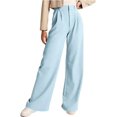 thumbnail image 1 of Women's High Waist Formal Pants Casual Commuting Temperament Slim Button Straight Pants Comfy Wide Leg Pants with Pockets, 1 of 6