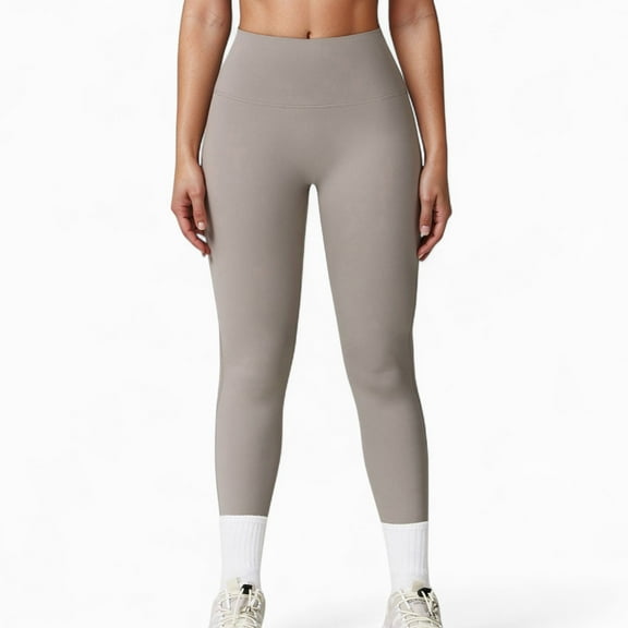 Women's High Waist Full Length Leggings with Seamless Design and Stretch Fit for Everyday Movement - Medium, Gray