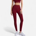 thumbnail image 1 of Women's High Waist Full-Length Leggings with Wide Waistband and Seamless Compression Fit - Small, Burgundy, 1 of 6