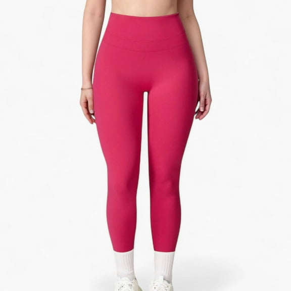 Women's High Waist Full Length Seamless Compression Leggings for Active and Casual Wear - Medium, Fuchsia
