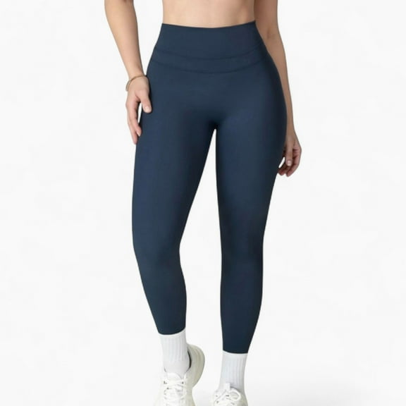 Women's High Waist Full Length Seamless Compression Leggings for Active and Casual Wear - Medium, Navy