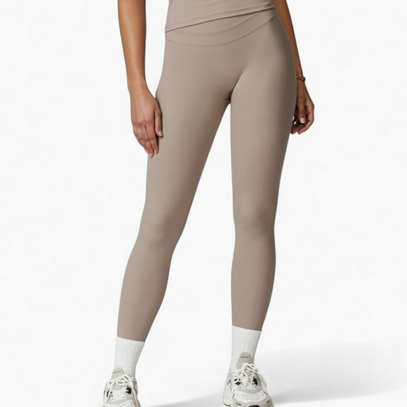 Women's High Waist Full Length Seamless Compression Leggings for Active and Casual Wear - X Large, Beige