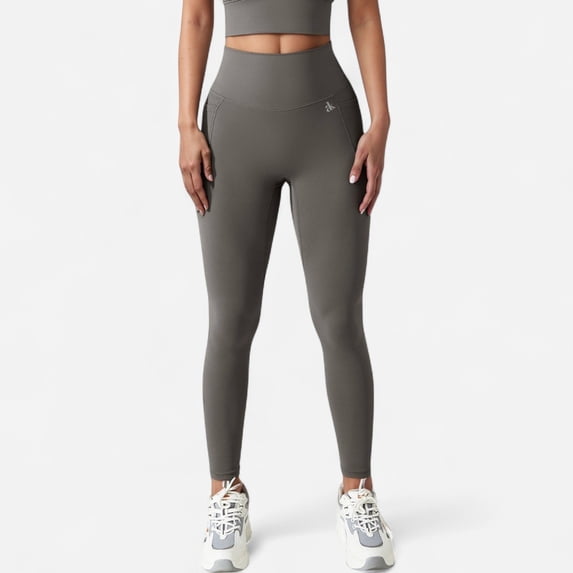 Women's High Waist Full-Length Seamless Leggings with Ultra-Stretchy Fabric - Medium, Gray