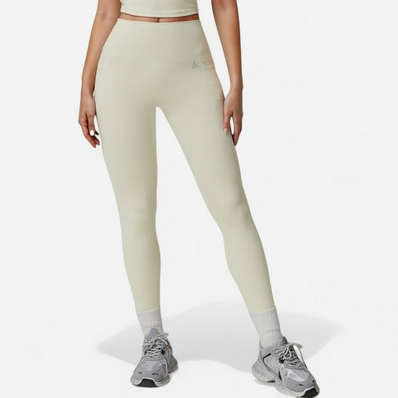 Women's High Waist Full-Length Seamless Leggings with Ultra-Stretchy Fabric - Small, Light Beige