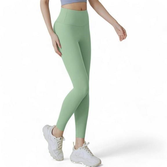 Women's High Waist Full-Length Workout Leggings - Large, Green
