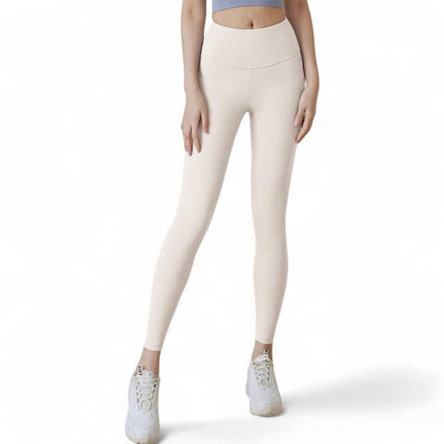 Women's High Waist Full-Length Workout Leggings - X Large, Ivory