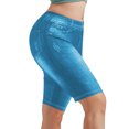 thumbnail image 1 of Women's High Waist Imitation Denim Stretch Leggings Fashionable Slim Fit Comfortable Elastic Shorts for Casual Wear, 1 of 4