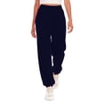 thumbnail image 1 of Women's High Waist Jogger Pants with Pockets - Athletic Track Pants, Loose Fit Yoga Running Pants with Adjustable Drawstring & Elastic Ankle Navy M, 1 of 4