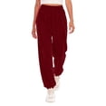 thumbnail image 1 of Women's High Waist Jogger Pants with Pockets - Athletic Track Pants, Loose Fit Yoga Running Pants with Adjustable Drawstring & Elastic Ankle RD1 S, 1 of 4