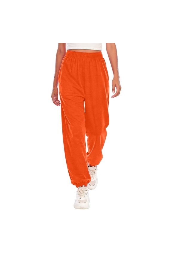 Women's High Waist Jogger Pants with Pockets - Athletic Track Pants, Loose Fit Yoga Running Pants with Adjustable Drawstring & Elastic Ankle RD3 M