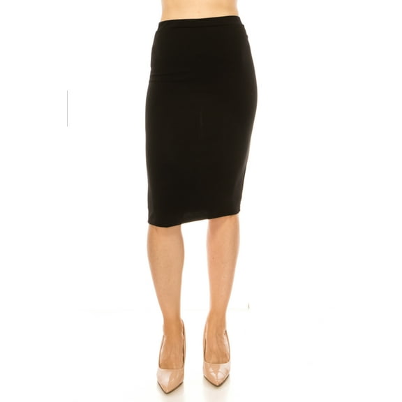 Women's High Waist Knee Length Pencil Skirt Techno Crepe Fabric Classic Office Style