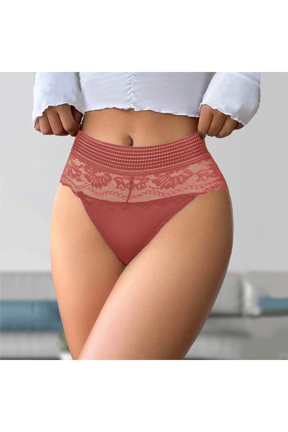 Women's High Waist Lace Briefs Solid Color Crotch Underwear Panties Blouse for New Year Eve Womens V String Panties Underpants for Women plus Size Lacy Panties Set High Waist No Show Underwear Women