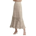 thumbnail image 1 of Women's High Waist Lace Knitted Midi Skirt - Hollow Bodycon Fish Tail Skirt, Polyester, S-XL Sizes, 1 of 5