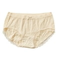 thumbnail image 1 of Women's High Waist Lace Trim Panties - Breathable Ribbed Fabric Double Crotch Design for Daily Comfort, One Size, 1 of 5