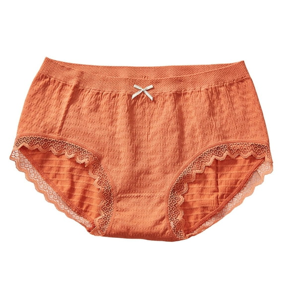 Women's High Waist Lace Trim Panties - Breathable Ribbed Fabric Double Crotch Design for Daily Comfort, One Size