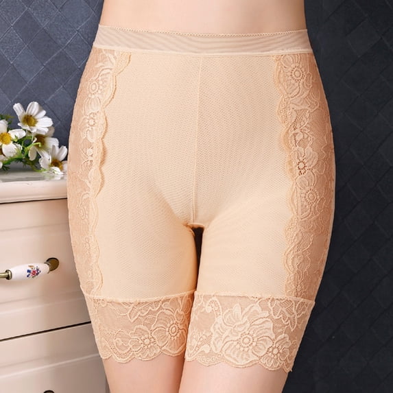Women's High Waist Lace Trim Safety Shorts for Coverage and Comfort