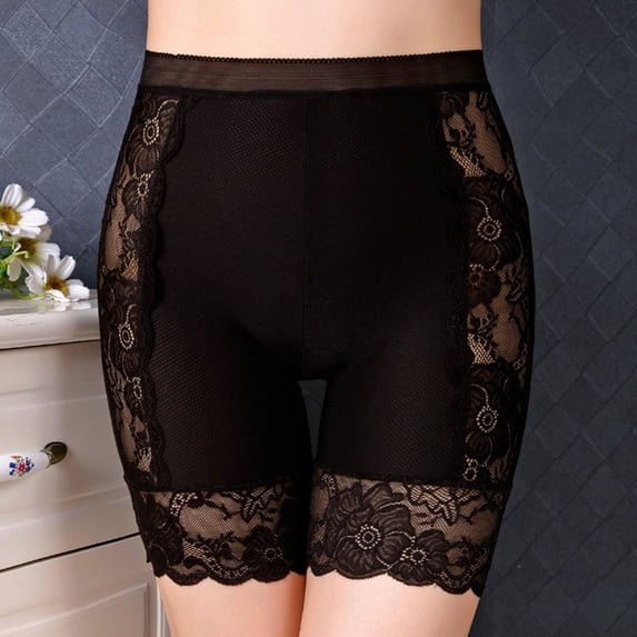 Women's High Waist Lace Trim Safety Shorts for Coverage and Comfort