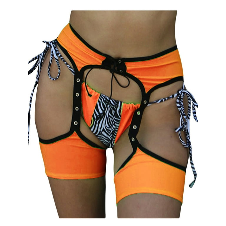 Women s High Waist Lace Up Garter Belt Thigh High Garter Suspenders Cut Out Shorts Bikini Bottoms Walmart