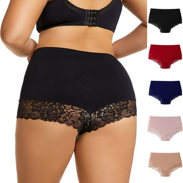 Women's High Waist Leak Proof Panties, Plus Size, Solid Lace, Underwear Shorts, Crotch Seamless, Breathable, for Workout, Everyday Use, Comfortable Seamless Design, Plus Size Clearance | Black XXL