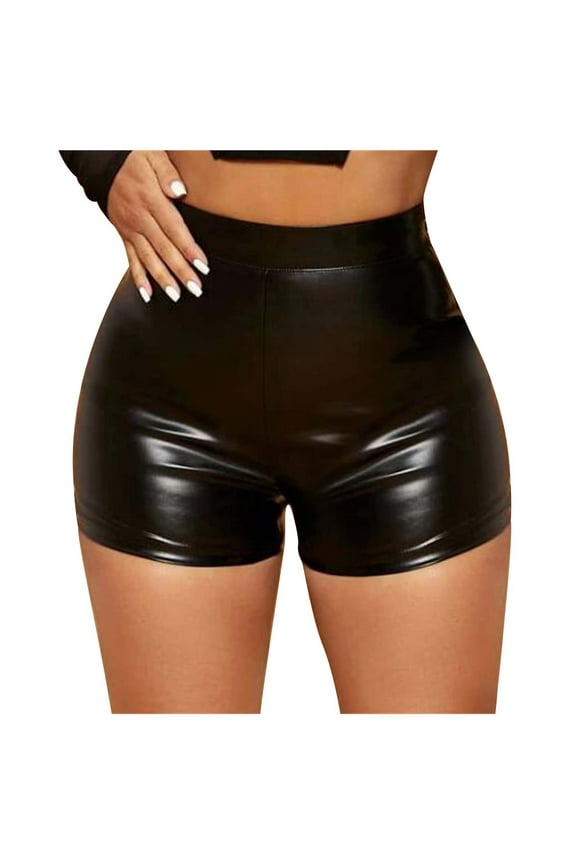 Women's High Waist Leather Shorts Booty Hot Pants PU Leather Shorts Leggings Club Shorts for Women