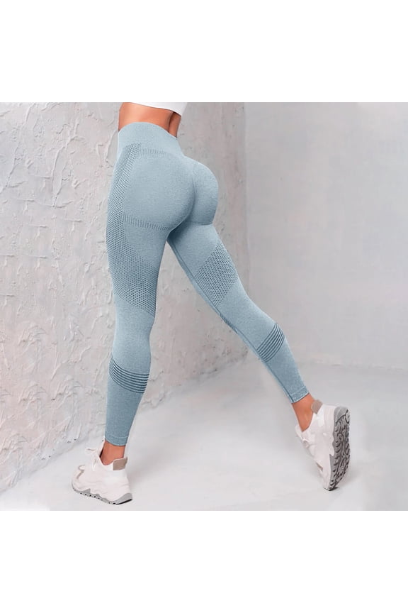 Women's High Waist Leggings with Built in Resistance Bands Push-Up Trousers Tummy Control Gym Yoga Pants Butt Lifting Tummy Control Bands 3D Anti Cellulite Leggings for Women, Sky Blue S