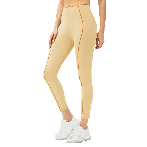 Women's High Waist Leggings Nude Feeling Outdoor Fitness Quick Drying Exercise Yoga Pants Athletic Running 7/8 Soft Gym Yoga Ankle Pants Yellow M