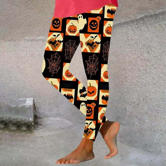 Women's High Waist Leggings Spooky Halloween Printed Yoga Pant Tummy Control Elastic Leggings Workout Athletic Lounge Pants