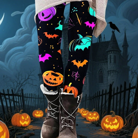 Women's High Waist Leggings Spooky Halloween Printed Yoga Pant Tummy Control Elastic Leggings Workout Athletic Lounge Pants