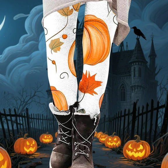 Women's High Waist Leggings Spooky Halloween Printed Yoga Pant Tummy Control Elastic Leggings Workout Athletic Lounge Pants