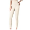 thumbnail image 1 of Women's High Waist Leggings Stretch Capri Yoga Pants Seamless Stretch Skinny Workout Gym Leggings Fitness Athletic Pants Beige,L, 1 of 5