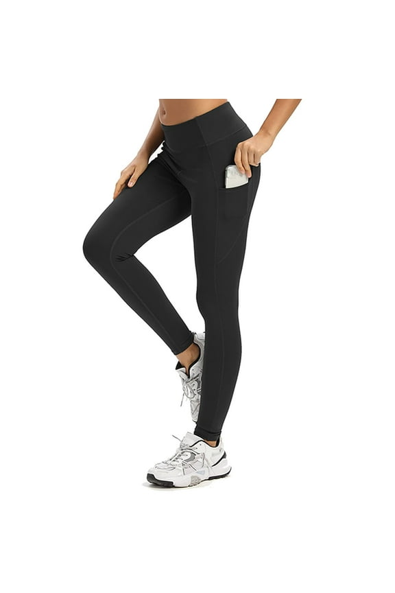 Women's High Waist Leggings - Tummy Control, Side Pockets, Non-See Through, Polyester Spandex, M-XL, Ideal for Yoga Athletic Wear