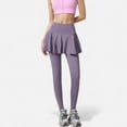thumbnail image 1 of Women's High Waist Leggings with Attached Flowy Skirt Overlay for Active and Casual Wear - Large, Purple, 1 of 7