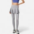 thumbnail image 1 of Women's High Waist Leggings with Attached Flowy Skirt Overlay for Active and Casual Wear - X Large, Gray, 1 of 7