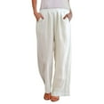 thumbnail image 1 of Women's High Waist Linen Wide Leg Pants - Lightweight Loose Fit Summer Trousers, Breathable Blend, M-XXXL Sizes, 1 of 3