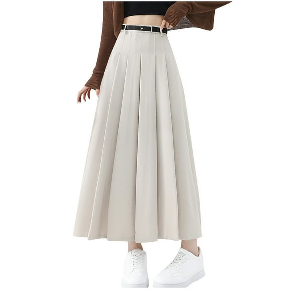 Women's High Waist Long Skirt A-Line AnkleLength Pleated Maxi Skirt Fall Winter Classic Formal Elegant Office Work Skirt
