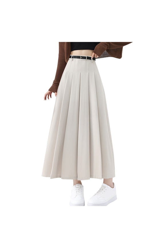 Women's High Waist Long Skirt A-Line AnkleLength Pleated Maxi Skirt Fall Winter Classic Formal Elegant Office Work Skirt