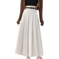 thumbnail image 1 of Women's High Waist Long Skirt with Pleats and Adjustable Belt Solid Color A Line Dress for a Sophisticated Look, 1 of 9