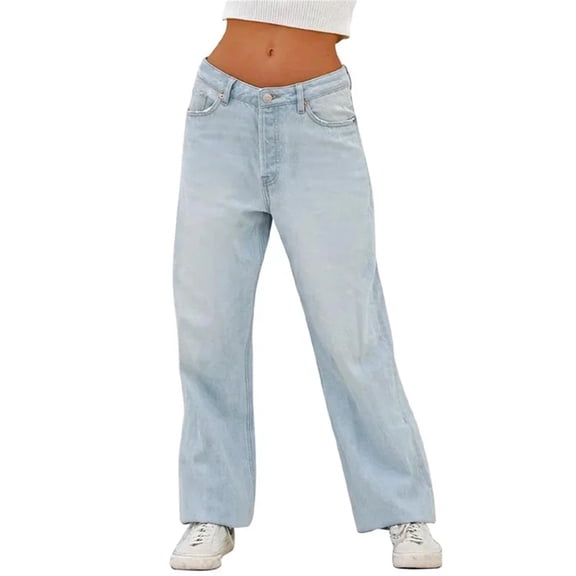 Women's High Waist Loose Women Straight Jeans Street Casual Wide Leg Denim Pants Female Four Seasons Comfortable