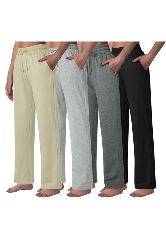 Women's High Waist Lounge Pants Wide Leg Yoga Sweatpants Loose Casual Pockets Drawstring Workout Joggers Pants