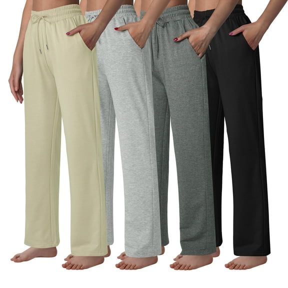 Women's High Waist Lounge Pants Wide Leg Yoga Sweatpants Loose Casual Pockets Drawstring Workout Joggers Pants