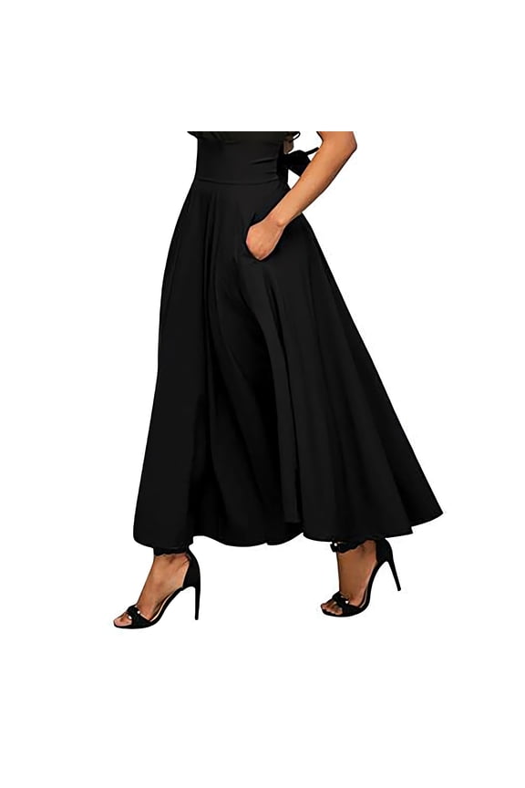 Women's High Waist Maxi Skirt with Pockets, Elegant A-Line Long Skirt for Casual and Formal Occasions, Burgundy