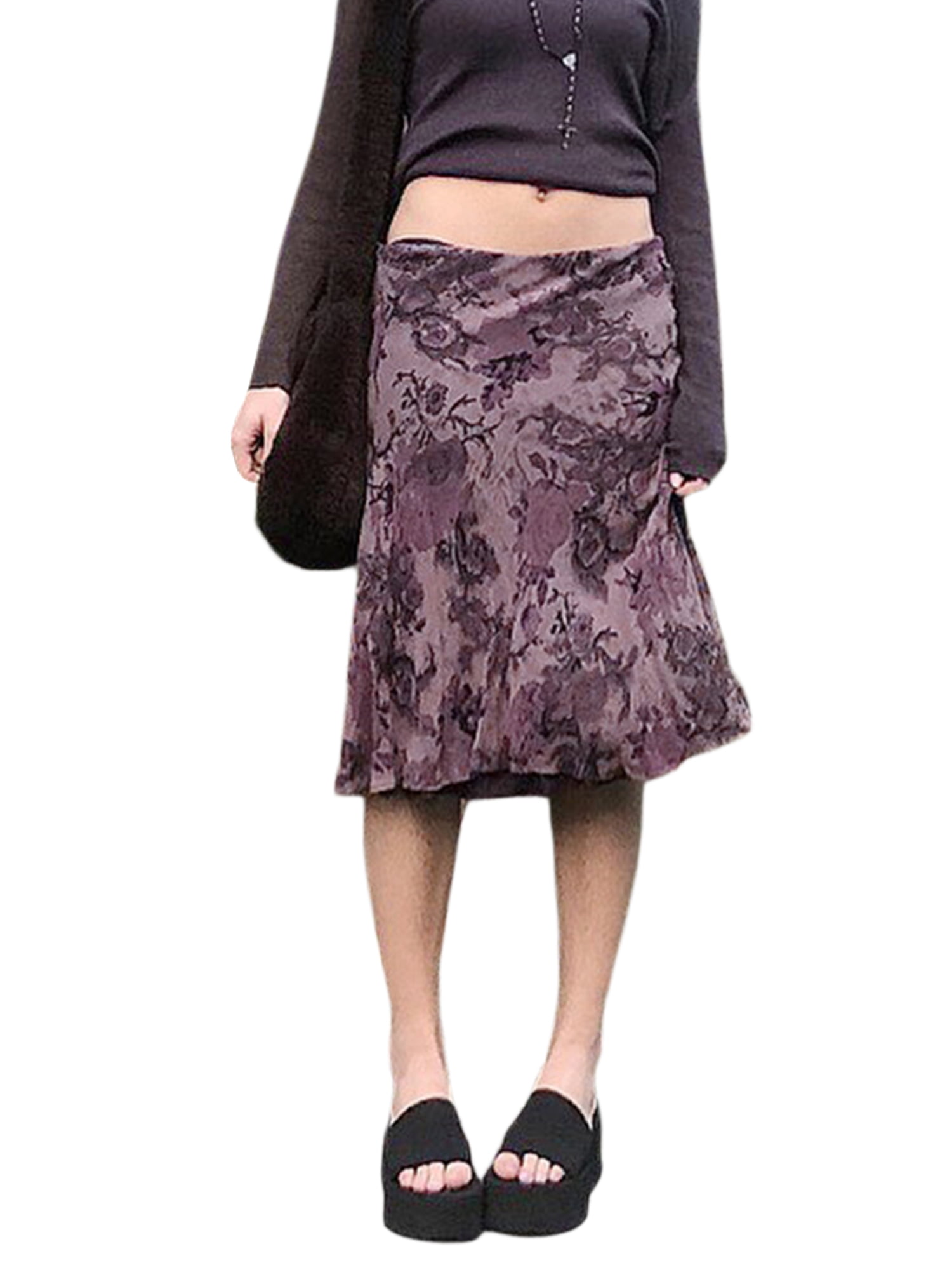 Women's High Waist Midi Skirt Y2K Vintage Floral Print Boho Slim Short Dress  Summer Fall Streetwear 
